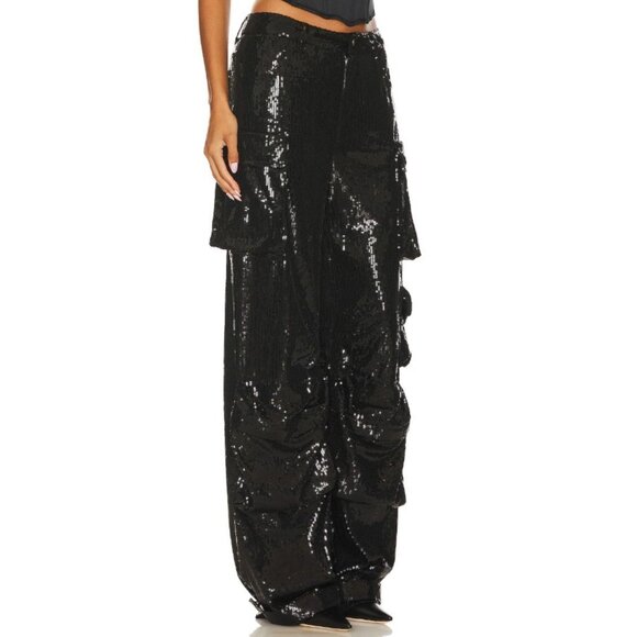 Steve Madden Black Duo Sequined Cargo Pant - SZ S - NWT - Picture 4 of 10